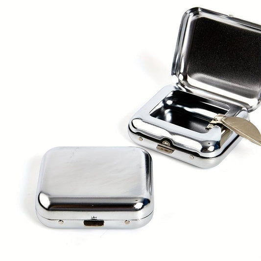 Stainless Steel Pocket Ashtray Metal Tray Portable Accessory