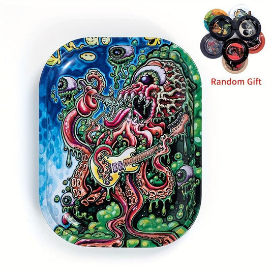 Creative Pattern Rolling Tray Metal Durable Household Wake Up Tray