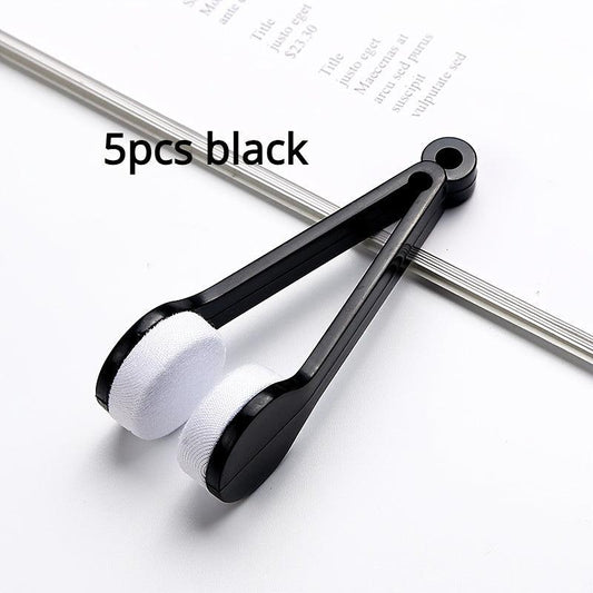 Mini Tool Eyeglass Sun Glasses Microfiber Cleaner Soft Brush Clip