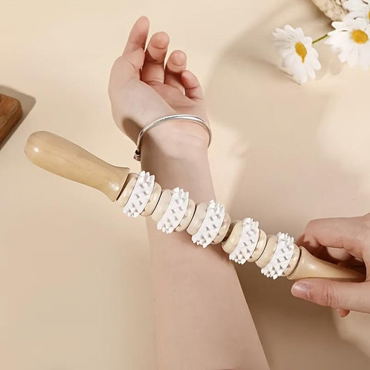Handheld Wooden Massage Roller Stick for Muscle Relaxation