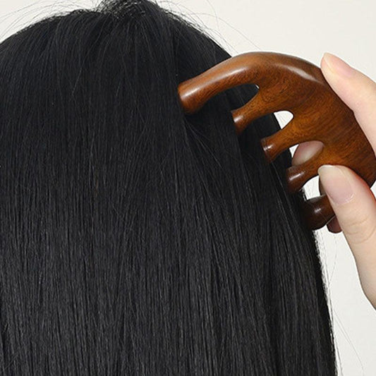 Golden Sandalwood Head Massager Comb Soothes The Meridians