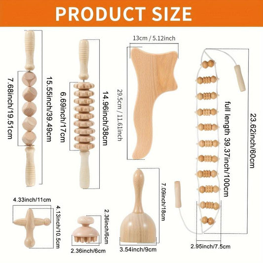 7pcs Wooden Body Massage Tools for Lymphatic Drainage & Shaping