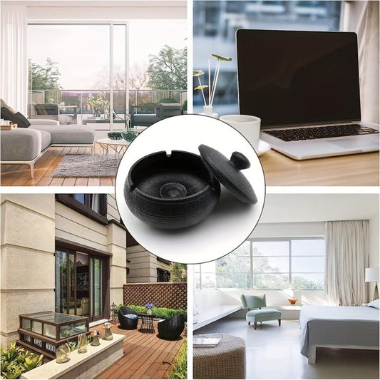 2pcs Ceramic Ashtray With Lids Ash Holders For Smokers