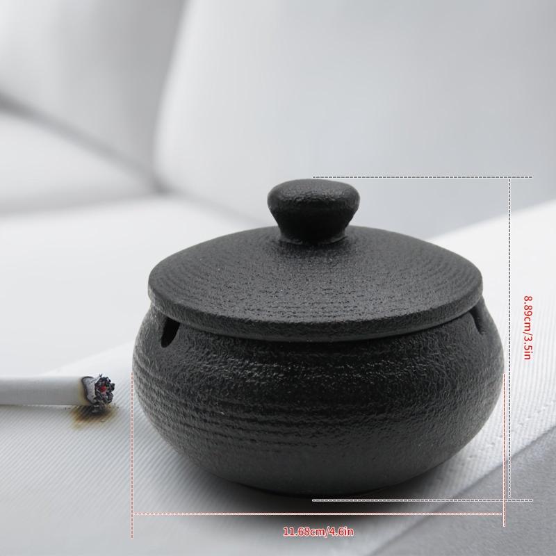 2pcs Ceramic Ashtray With Lids Ash Holders For Smokers