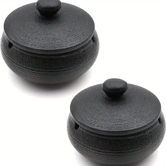 2pcs Ceramic Ashtray With Lids Ash Holders For Smokers