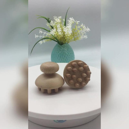 Wood Mushroom Shape Manual Massager Full Body Use