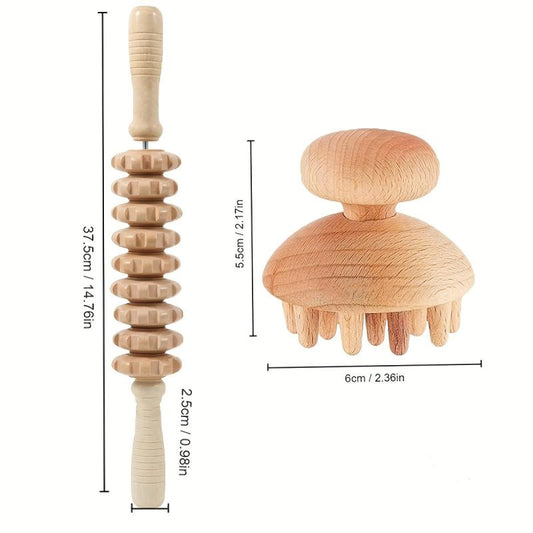 Wooden Straight Nine Wheels Octopus Shape Massager