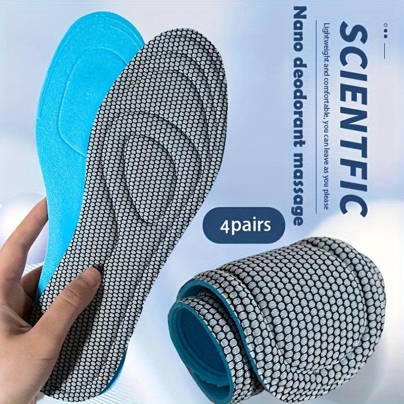 4 Pairs Antibacterial Insoles - Shock Absorbing 5D Memory