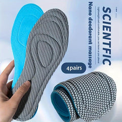 4 Pairs Antibacterial Insoles - Shock Absorbing 5D Memory