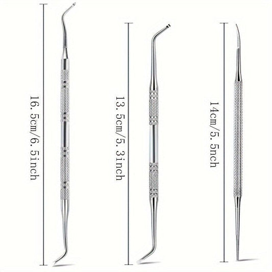 3pcs Stainless Steel Ingrown Toenail Tool Kit Nail Pedicure Tool