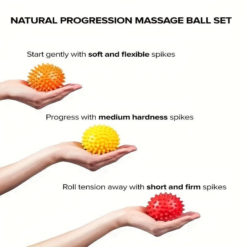 3pcs Spiky Massage Balls for Feet Back Hands Muscles Spiked Massager Rollers