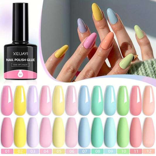 XIEJIAYI Gel Nail Polish Set 12 Colors Macarone Candy System UV LED Soak Off