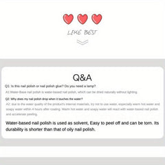 2 Pack Water Based Nail Polish Quick Dry Long Lasting Peel Off 10ml