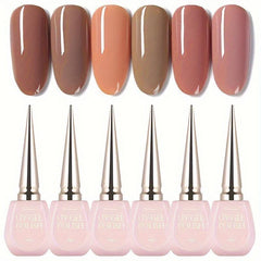6pcs Nude & Pink Gel Nail Polish Set Alcohol Fragrance for Fall Winter