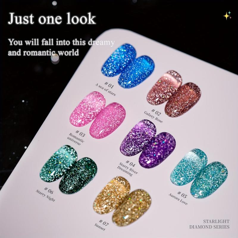 Holographic Gel Nail Polish Diamond Shine UV LED Alcohol - Halloween
