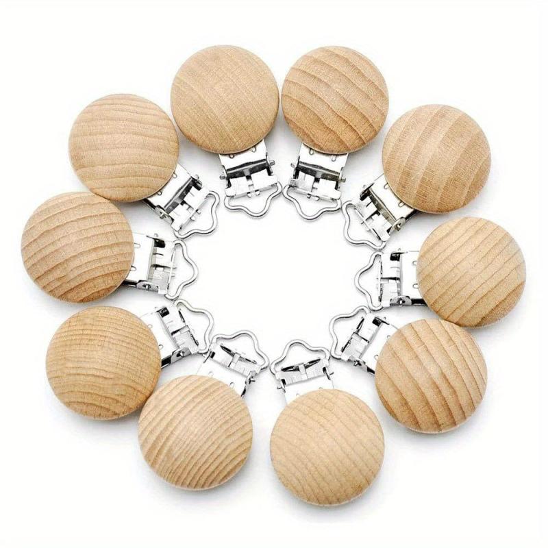 10pcs Non Toxic Wood Pacifier Clips Infant Pacifier Holder Accessories
