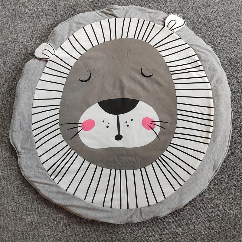 3D Animal Round Crawling Mat Baby Play Mat with Cotton Liner & Zipper