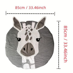 3D Animal Round Crawling Mat Baby Play Mat with Cotton Liner & Zipper