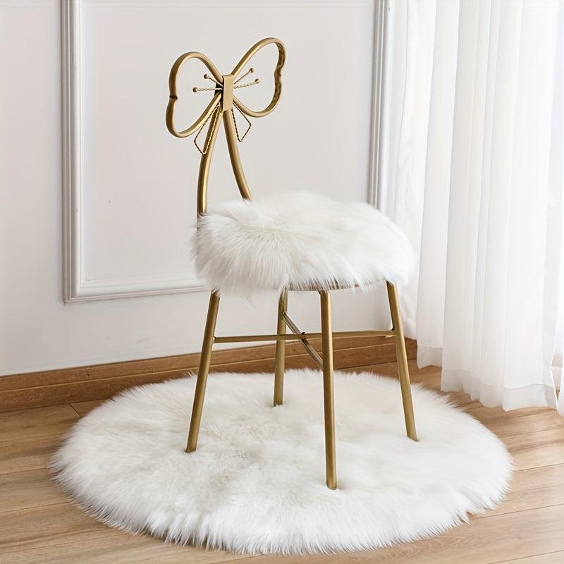 Soft Faux Wool Rug Round Chair Seat Cushion for Desk Chair or Office Chair