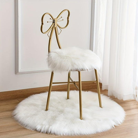 Soft Faux Wool Rug Round Chair Seat Cushion for Desk Chair or Office Chair