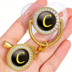 Golden Letters Blingbaby Pacifier BPA with Chain Clip