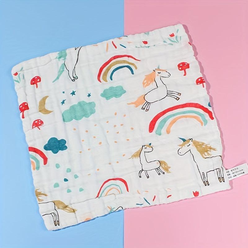 5pcs Kids' Cotton Towels 6-layer High Density Cartoon Face Towels