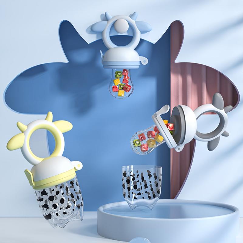 Cow Pattern Silicone Self Feeding Pacifier Pink Yellow