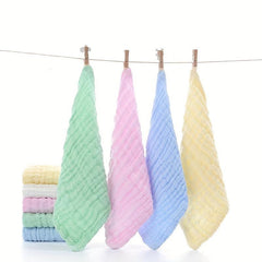 6 Layer Pleated Handkerchief Baby Towel, Printed Face Towel For Children