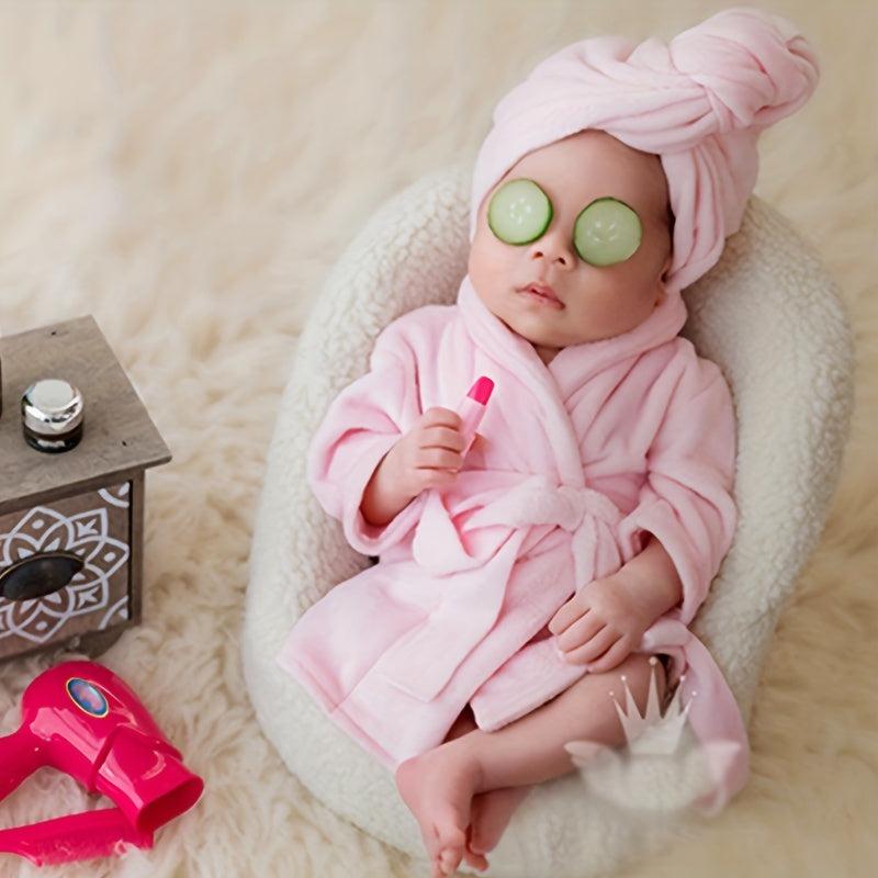 2pcs Baby Photo Bath Suit Thickened Bathrobe Prop