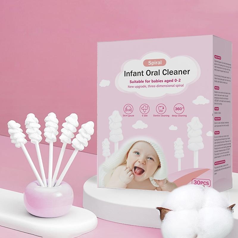 30pcs Baby Tongue Cleaner Oral Cleaning Gauze