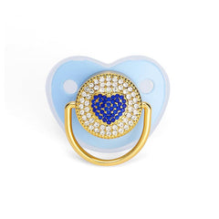 Peach Heart Shape Bling Pacifier With Dust Cover
