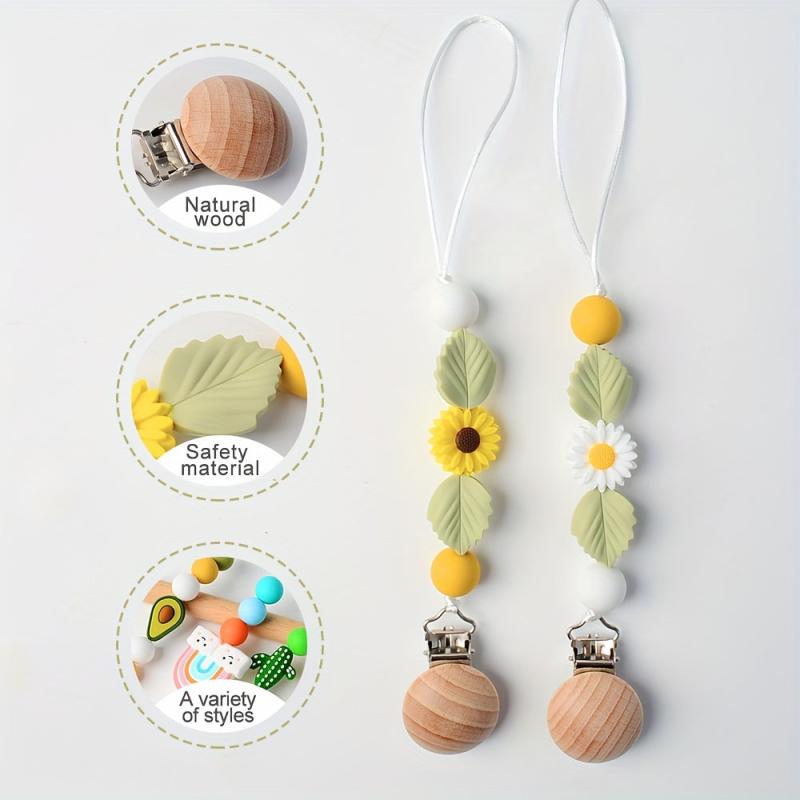 Stainless Steel Pacifier Chain & Handcrafted Beads Clip