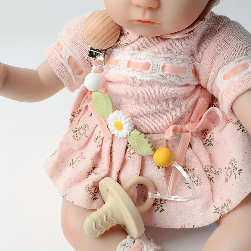Stainless Steel Pacifier Chain & Handcrafted Beads Clip