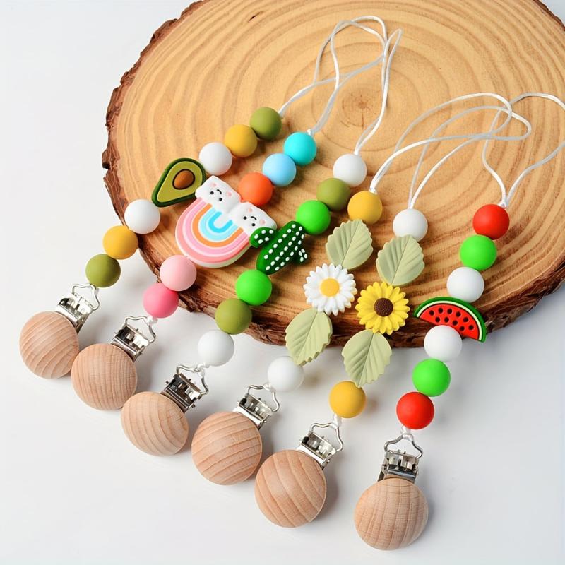 Stainless Steel Pacifier Chain & Handcrafted Beads Clip