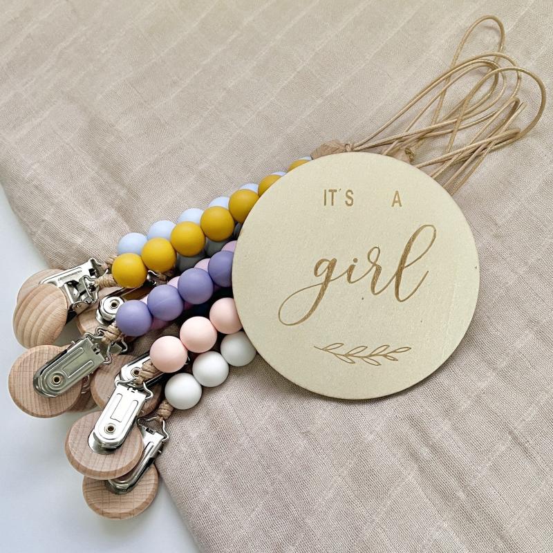 Wooden Octagonal Pacifier Chain Pacifier Holder Baby Gift