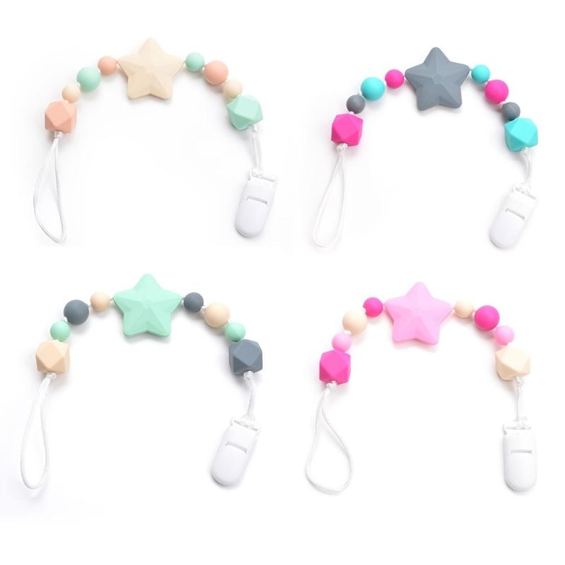 Pentagram Pacifier Chain BPA Silicone Bead Necklace