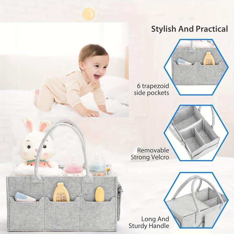 Felt Diaper Bag Organizer With Lid Baby Stuff Storage