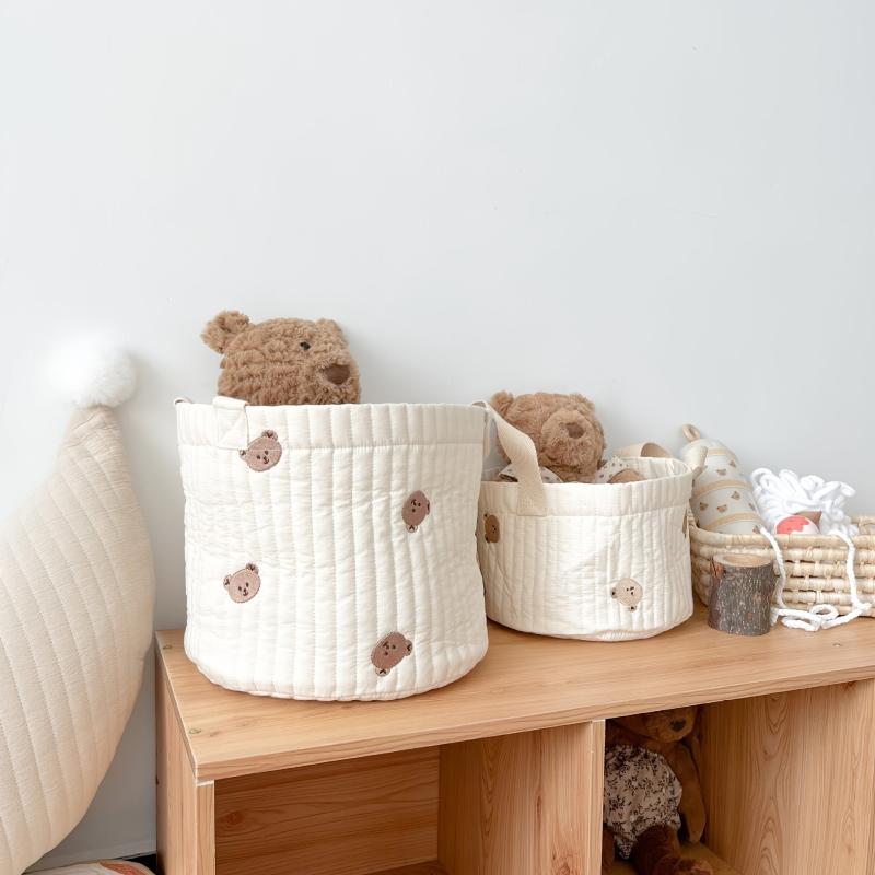 Quilted Fabric Storage Bucket for Baby's Room