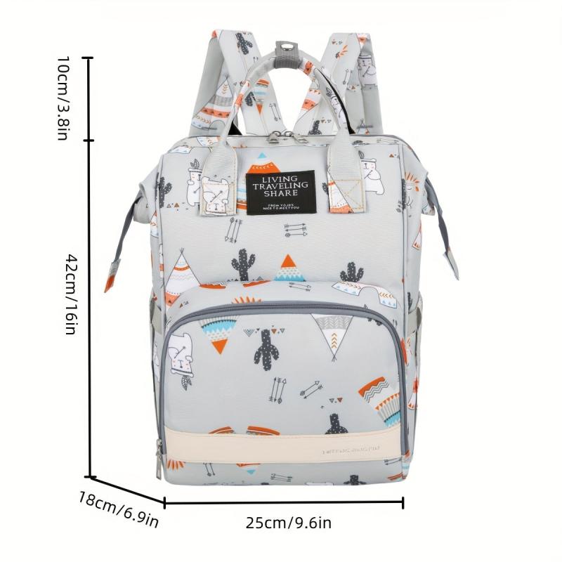 Cartoon Printed Backpack Mommy Bag Multifunction Diaper Bag