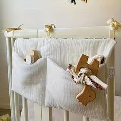 Double Layer Cotton Bedside Storage Bag 2 Pockets & Stroller Hanging