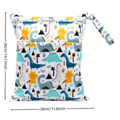 Cartoon Wet & Dry Bag Waterproof Reusable 2 Zippered Pockets & Handle