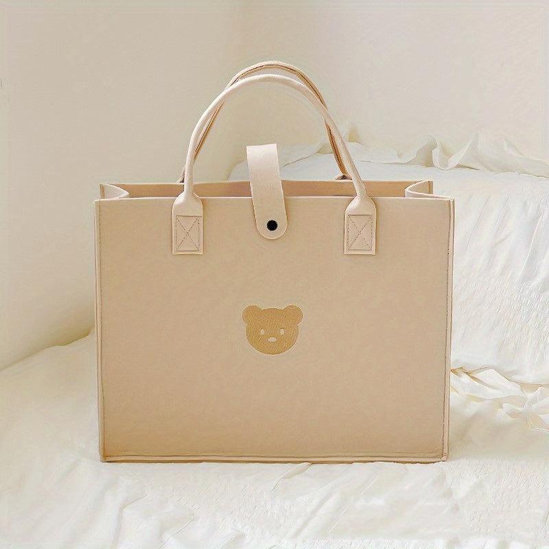 Bear Felt Bag Large Capacity Tote Bag for Mom's Commute & Shopping