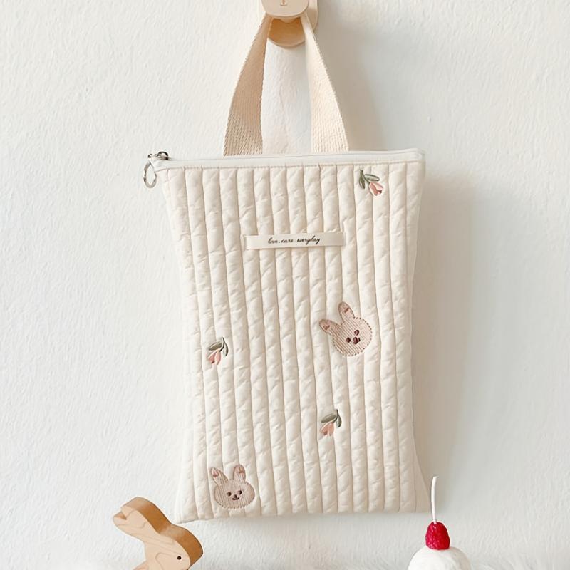 Cotton Embroidery Handbag Small Zipper Mommy Handbag