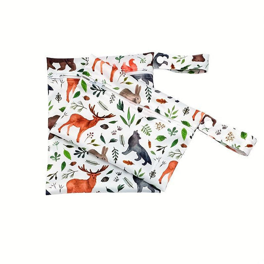 2pcs Bear & Deer Print Waterproof Diaper Bag for Travel & Storage
