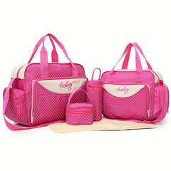 Polka Dot Large Mommy Bag 5pc Set Portable Mother Baby Diaper Bag