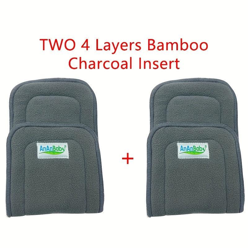 2pcs 3 Layers Microfiber Diaper Insert 4 Layers Bamboo Charcoal Insert