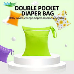 Children's Plain Diaper Bag Double Pocket Diaper Storage Bag
