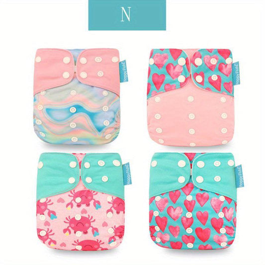 Happyflute 4pcs Baby Cloth Diaper Eco-friendly Adjustable Nappy Reusable