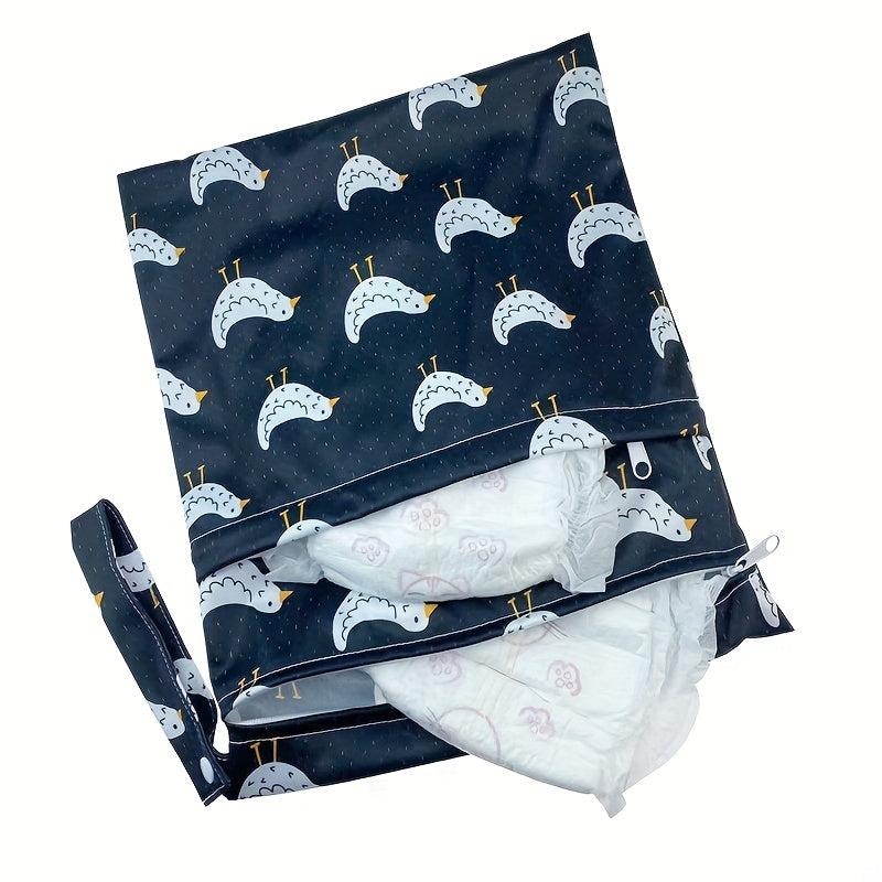 Waterproof Wet Bag Double Pockets Zipper Baby Diapering 29.97x35