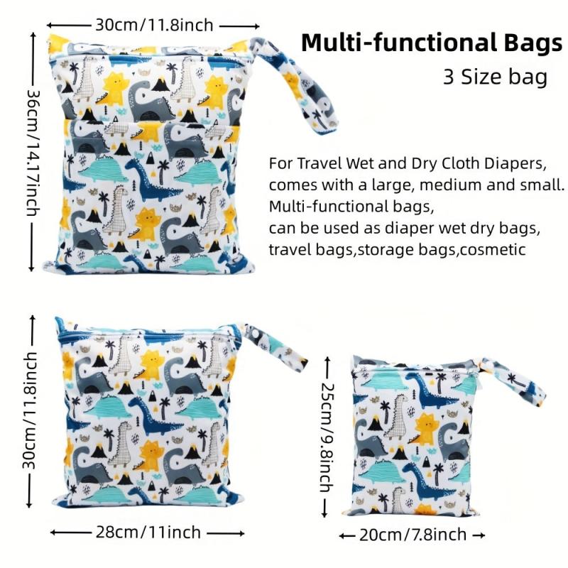 3pcs Waterproof Wet Bags Baby Diaper Bags
